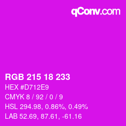 Color code: RGB 215 18 233 | qconv.com