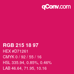 Color code: RGB 215 18 97 | qconv.com