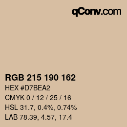 Color code: RGB 215 190 162 | qconv.com