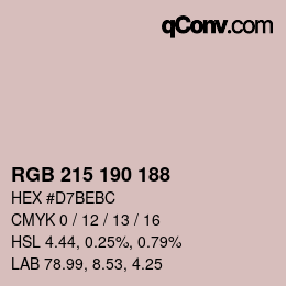 颜色代码: RGB 215 190 188 | qconv.com