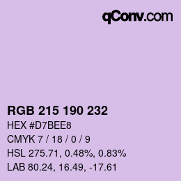 Código de color: RGB 215 190 232 | qconv.com