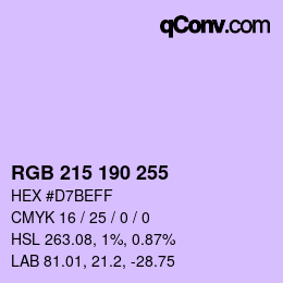 颜色代码: RGB 215 190 255 | qconv.com
