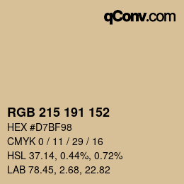 Color code: RGB 215 191 152 | qconv.com