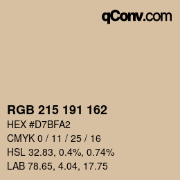 Color code: RGB 215 191 162 | qconv.com