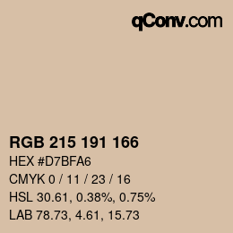 Color code: RGB 215 191 166 | qconv.com