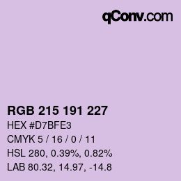 Color code: RGB 215 191 227 | qconv.com