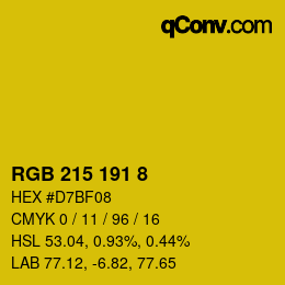 カラーコード: RGB 215 191 8 | qconv.com