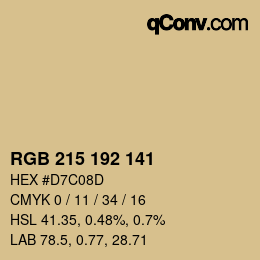 カラーコード: RGB 215 192 141 | qconv.com