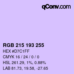 Color code: RGB 215 193 255 | qconv.com