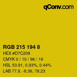 カラーコード: RGB 215 194 8 | qconv.com