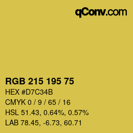颜色代码: RGB 215 195 75 | qconv.com