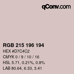 颜色代码: RGB 215 196 194 | qconv.com