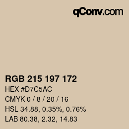 Color code: RGB 215 197 172 | qconv.com