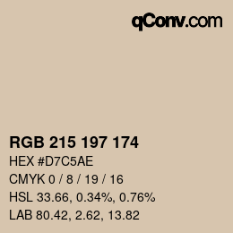 カラーコード: RGB 215 197 174 | qconv.com