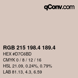 カラーコード: RGB 215 198.4 189.4 | qconv.com