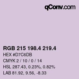 カラーコード: RGB 215 198.4 219.4 | qconv.com