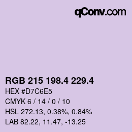 カラーコード: RGB 215 198.4 229.4 | qconv.com