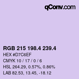 カラーコード: RGB 215 198.4 239.4 | qconv.com