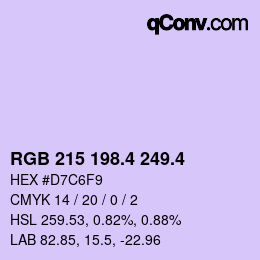 カラーコード: RGB 215 198.4 249.4 | qconv.com