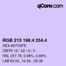 カラーコード: RGB 215 198.4 254.4 | qconv.com