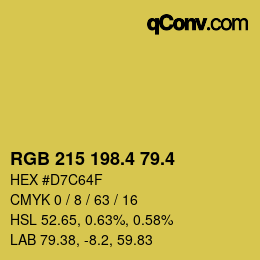 カラーコード: RGB 215 198.4 79.4 | qconv.com