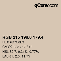 カラーコード: RGB 215 198.8 179.4 | qconv.com