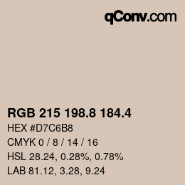 カラーコード: RGB 215 198.8 184.4 | qconv.com