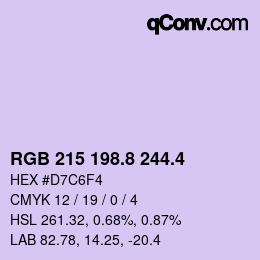 カラーコード: RGB 215 198.8 244.4 | qconv.com