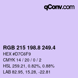 カラーコード: RGB 215 198.8 249.4 | qconv.com