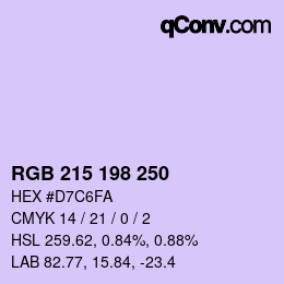 Color code: RGB 215 198 250 | qconv.com