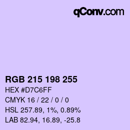 Color code: RGB 215 198 255 | qconv.com