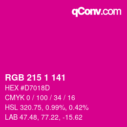 颜色代码: RGB 215 1 141 | qconv.com