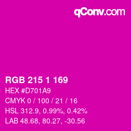 カラーコード: RGB 215 1 169 | qconv.com
