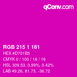 Color code: RGB 215 1 181 | qconv.com