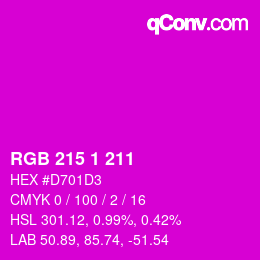Color code: RGB 215 1 211 | qconv.com