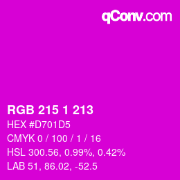 カラーコード: RGB 215 1 213 | qconv.com