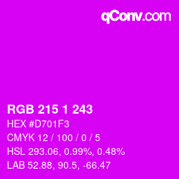 Color code: RGB 215 1 243 | qconv.com