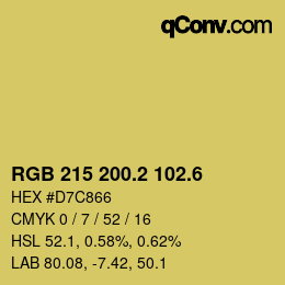 カラーコード: RGB 215 200.2 102.6 | qconv.com