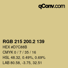 カラーコード: RGB 215 200.2 139 | qconv.com