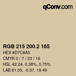カラーコード: RGB 215 200.2 165 | qconv.com