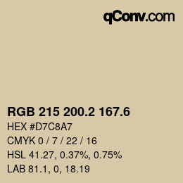 カラーコード: RGB 215 200.2 167.6 | qconv.com