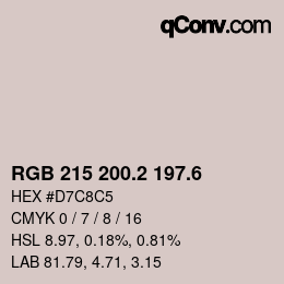 カラーコード: RGB 215 200.2 197.6 | qconv.com