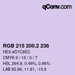 カラーコード: RGB 215 200.2 236 | qconv.com
