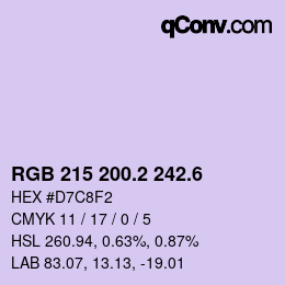 カラーコード: RGB 215 200.2 242.6 | qconv.com