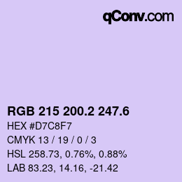 カラーコード: RGB 215 200.2 247.6 | qconv.com