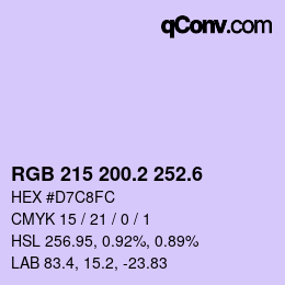 カラーコード: RGB 215 200.2 252.6 | qconv.com