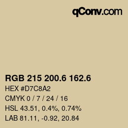 カラーコード: RGB 215 200.6 162.6 | qconv.com