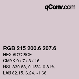 カラーコード: RGB 215 200.6 207.6 | qconv.com