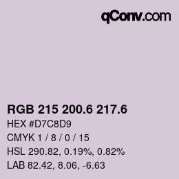 カラーコード: RGB 215 200.6 217.6 | qconv.com