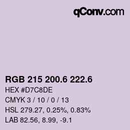 カラーコード: RGB 215 200.6 222.6 | qconv.com